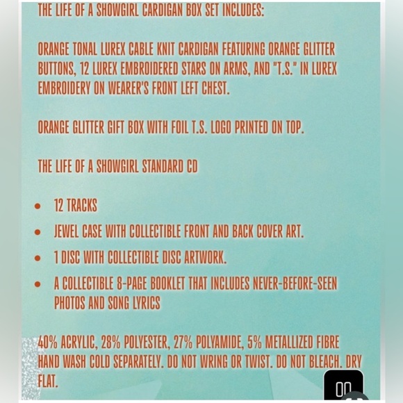 Taylor Swift Life of a Showgirl Boxed Set - Cardigan and CD, Size XS/S - Picture 3 of 7